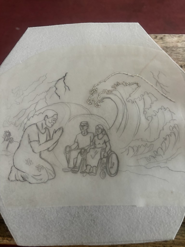 Sarah's piece, in process